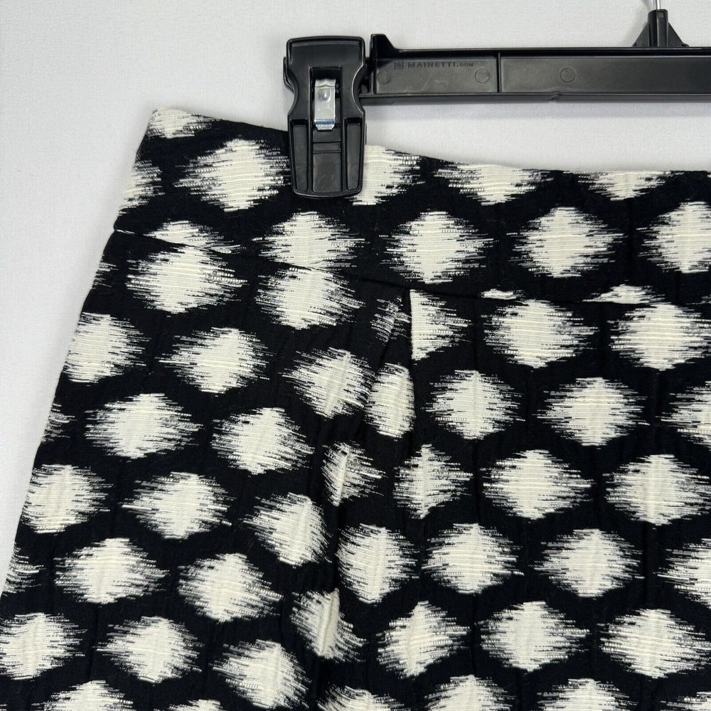 Banana Republic Mini Skirt Black White Polka Dot Size 10 A-Line Pleated Back Zip - Picture 3 of 15